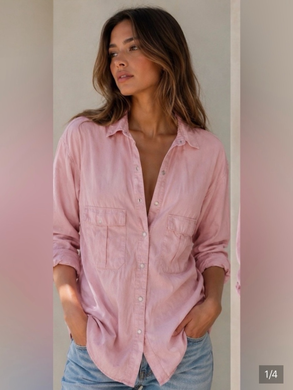 Zara Dusty Pink Utility Shirt, Size S